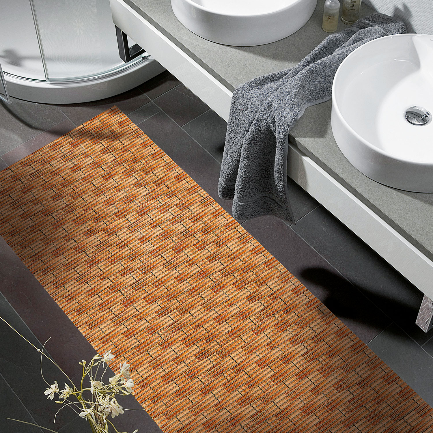 Antirutschmatte Küche, Bad SOFTY TEX DESIGN | Rattan (braunes Flechtmuster)