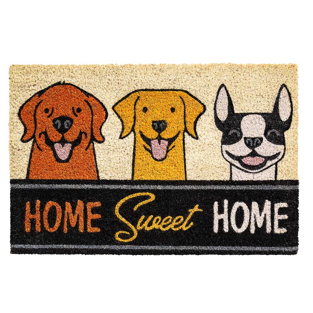 Kokos-Fußmatte Home Sweet Home mit Hunden 40 x 60 cm