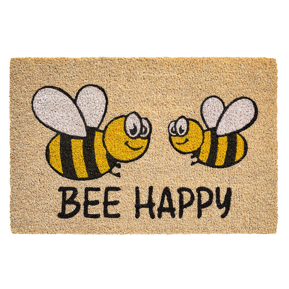 Kokos-Fußmatte Bee Happy mit Bienen 40 x 60 cm